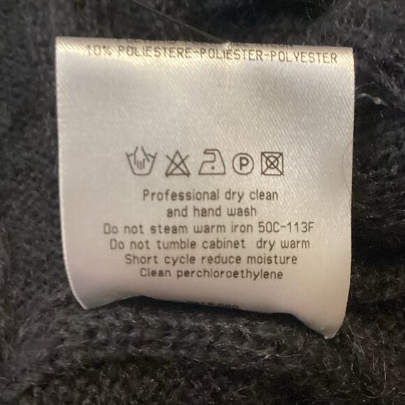 Vintage Y2K Calvin Klein Collection Black Ribbed Mohair Column Midi Skirt S - Picture 8 of 10